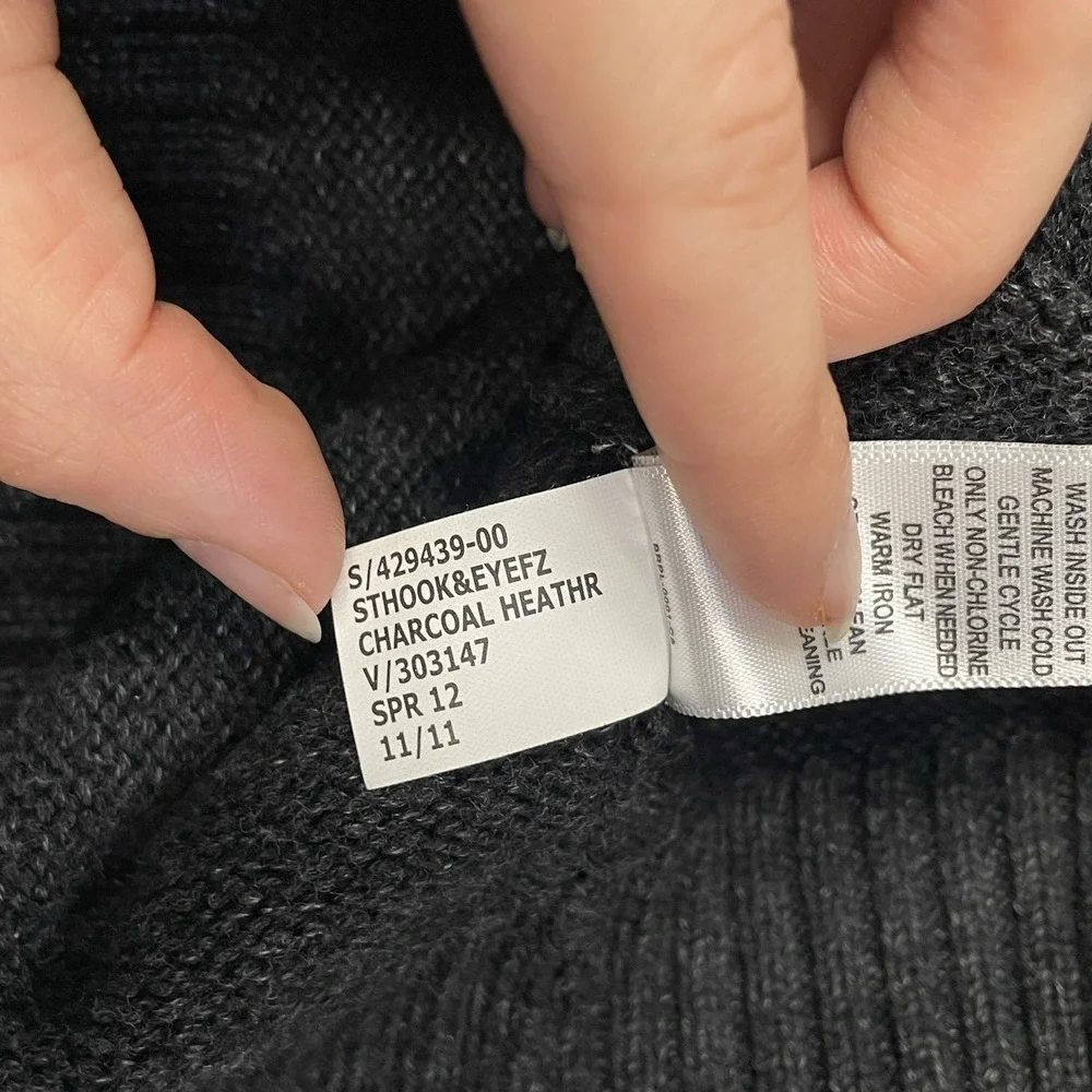 Banana Republic Men's Large Cotton Sweater Jacket Charcoal Gray Military